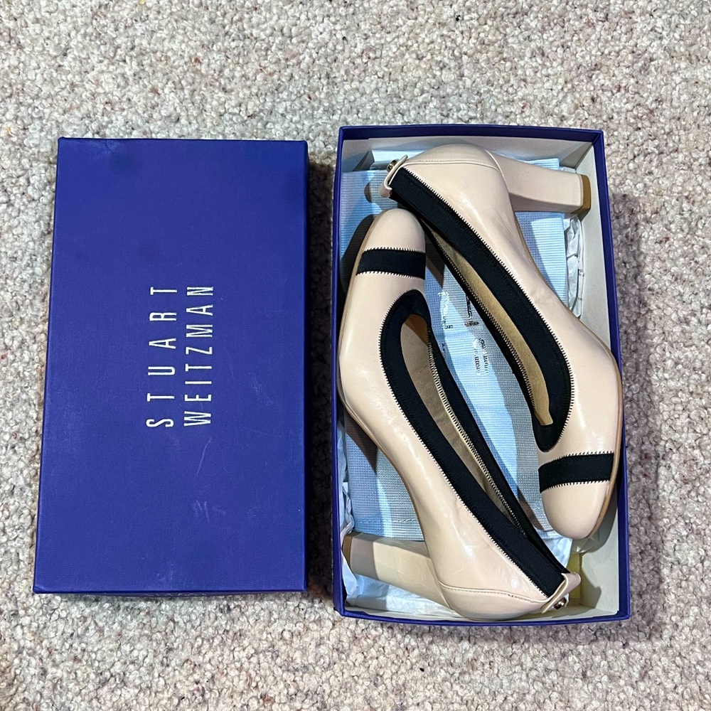 Stuart Weitzman Easily Elastic Leather Pan Nappa … - image 1